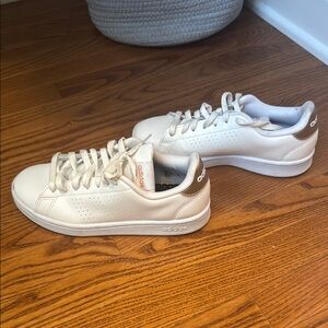 Adidas Cream and Gold Sneakers with Classic Silhouette